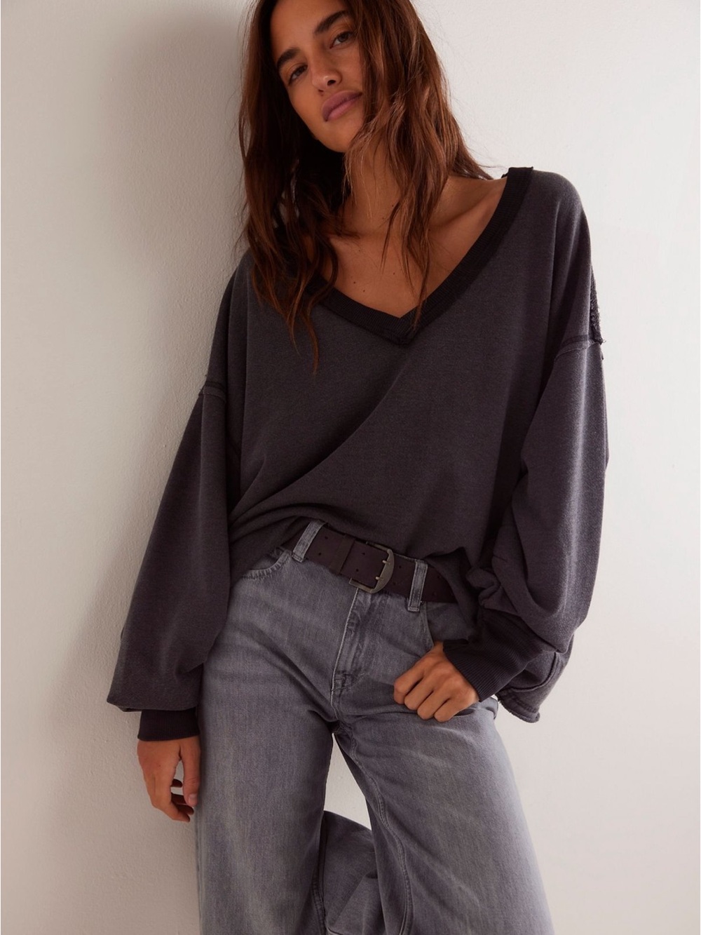 EUC Free People Venice V-Neck Sweatshirt